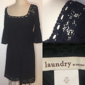 Black lace Mini Dress Laundry By Design retro 60’s
